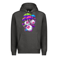 Charcoal Heather psychedelic mushroom hippie magic fungus shrooms trance rave t shirt Premium Hoodie - linhVisuals