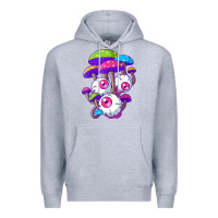 Heather Grey psychedelic mushroom hippie magic fungus shrooms trance rave t shirt Premium Hoodie - linhVisuals