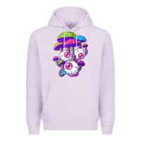 Lilac psychedelic mushroom hippie magic fungus shrooms trance rave t shirt Premium Hoodie - linhVisuals