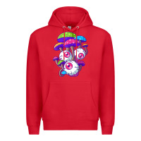 Red psychedelic mushroom hippie magic fungus shrooms trance rave t shirt Premium Hoodie - linhVisuals