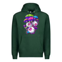 Sports Green psychedelic mushroom hippie magic fungus shrooms trance rave t shirt Premium Hoodie - linhVisuals