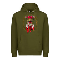 Army Green chicken chick king chicken wearing crown queen chicken animal 228 roos Premium Hoodie - linhVisuals