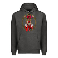 Charcoal Heather chicken chick king chicken wearing crown queen chicken animal 228 roos Premium Hoodie - linhVisuals