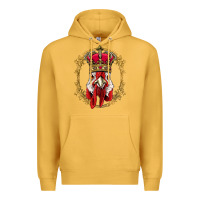 Mustard chicken chick king chicken wearing crown queen chicken animal 228 roos Premium Hoodie - linhVisuals