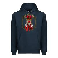 Navy chicken chick king chicken wearing crown queen chicken animal 228 roos Premium Hoodie - linhVisuals