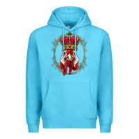 Ocean Blue chicken chick king chicken wearing crown queen chicken animal 228 roos Premium Hoodie - linhVisuals