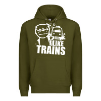 Army Green i like trains Premium Hoodie - linhVisuals