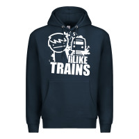 Navy i like trains Premium Hoodie - linhVisuals