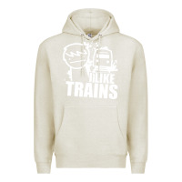 Oatmeal Heather i like trains Premium Hoodie - linhVisuals