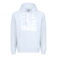 White i like trains Premium Hoodie - linhVisuals