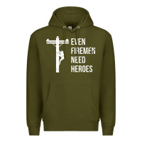 Army Green even firemen need heroes lineworker powerline technician premium Premium Hoodie - linhVisuals