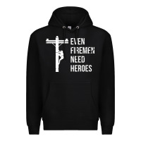Black even firemen need heroes lineworker powerline technician premium Premium Hoodie - linhVisuals