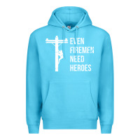 Ocean Blue even firemen need heroes lineworker powerline technician premium Premium Hoodie - linhVisuals