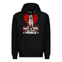 Black pitbull lover dog roses funny just a girl who loves pitbull 213 pitbul Premium Hoodie - linhVisuals