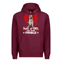 Burgundy pitbull lover dog roses funny just a girl who loves pitbull 213 pitbul Premium Hoodie - linhVisuals