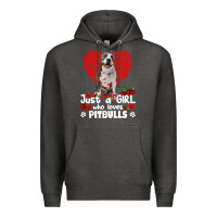 Charcoal Heather pitbull lover dog roses funny just a girl who loves pitbull 213 pitbul Premium Hoodie - linhVisuals