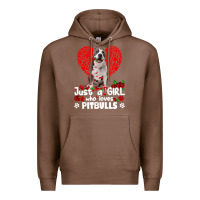 Chestnut pitbull lover dog roses funny just a girl who loves pitbull 213 pitbul Premium Hoodie - linhVisuals