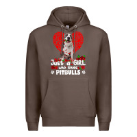 Coffee pitbull lover dog roses funny just a girl who loves pitbull 213 pitbul Premium Hoodie - linhVisuals