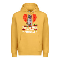 Mustard pitbull lover dog roses funny just a girl who loves pitbull 213 pitbul Premium Hoodie - linhVisuals
