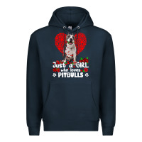 Navy pitbull lover dog roses funny just a girl who loves pitbull 213 pitbul Premium Hoodie - linhVisuals