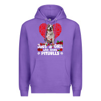 Purple pitbull lover dog roses funny just a girl who loves pitbull 213 pitbul Premium Hoodie - linhVisuals