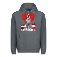 Pitbull Lover Dog Roses Funny Just A Girl Who Loves Pitbull 213 Pitbul Premium Hoodie | Teevron