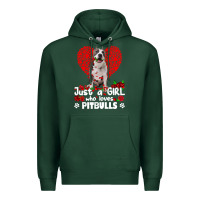 Sports Green pitbull lover dog roses funny just a girl who loves pitbull 213 pitbul Premium Hoodie - linhVisuals