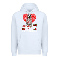 White pitbull lover dog roses funny just a girl who loves pitbull 213 pitbul Premium Hoodie - linhVisuals