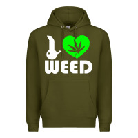 Army Green i love weed fun Premium Hoodie - linhVisuals