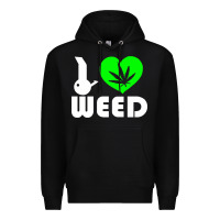 Black i love weed fun Premium Hoodie - linhVisuals