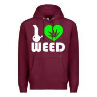 Burgundy i love weed fun Premium Hoodie - linhVisuals