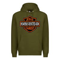 Army Green enjoy jesus christ heavenly devoted son parody religious tee t shirt Premium Hoodie - linhVisuals