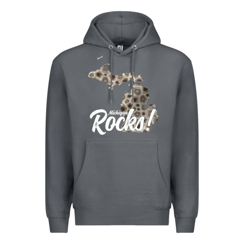 Great Lakes Shaped Men Women Petoskey Stone Michigan Rocks Pullover Ho Premium Hoodie by linhVisuals | Teevron