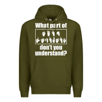 Army Green funny sign language gift men women hand symbol interpreter t shirt Premium Hoodie - linhVisuals