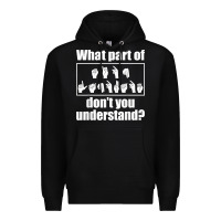Black funny sign language gift men women hand symbol interpreter t shirt Premium Hoodie - linhVisuals