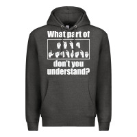 Charcoal Heather funny sign language gift men women hand symbol interpreter t shirt Premium Hoodie - linhVisuals