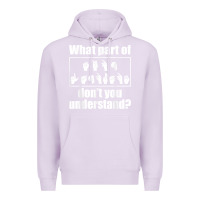 Lilac funny sign language gift men women hand symbol interpreter t shirt Premium Hoodie - linhVisuals