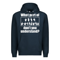 Navy funny sign language gift men women hand symbol interpreter t shirt Premium Hoodie - linhVisuals