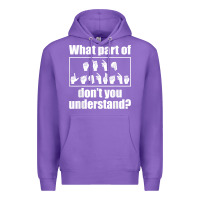 Purple funny sign language gift men women hand symbol interpreter t shirt Premium Hoodie - linhVisuals