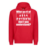 Red funny sign language gift men women hand symbol interpreter t shirt Premium Hoodie - linhVisuals