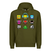 Army Green geometry dash insane Premium Hoodie - linhVisuals