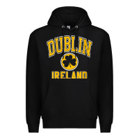 Black womens dublin ireland varsity style shamrock green with amber print v Premium Hoodie - linhVisuals