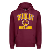 Burgundy womens dublin ireland varsity style shamrock green with amber print v Premium Hoodie - linhVisuals