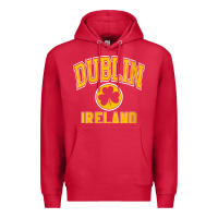 Womens Dublin Ireland Varsity Style Shamrock Green With Amber Print V Premium Hoodie | Teevron