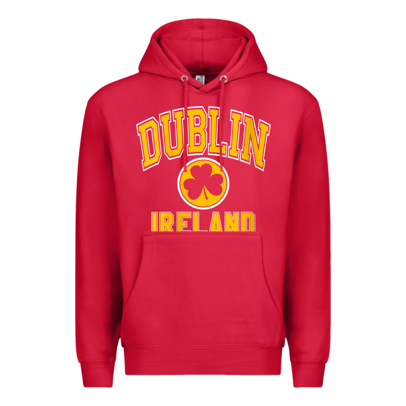 Womens Dublin Ireland Varsity Style Shamrock Green With Amber Print V Premium Hoodie by linhVisuals | Teevron