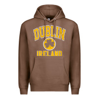 Chestnut womens dublin ireland varsity style shamrock green with amber print v Premium Hoodie - linhVisuals