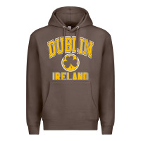 Coffee womens dublin ireland varsity style shamrock green with amber print v Premium Hoodie - linhVisuals