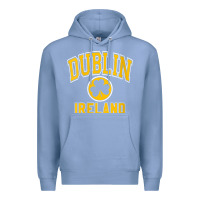 Colony Blue womens dublin ireland varsity style shamrock green with amber print v Premium Hoodie - linhVisuals