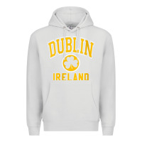 Dove Grey womens dublin ireland varsity style shamrock green with amber print v Premium Hoodie - linhVisuals