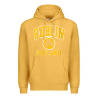 Mustard womens dublin ireland varsity style shamrock green with amber print v Premium Hoodie - linhVisuals